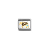 Nomination COMPOSABLE CLASSIC SYMBOLE Element aus Edelstahl, mit 18Kt Gelbgold und Emaille verziert, (82_(Mum Bear, Hellblau))